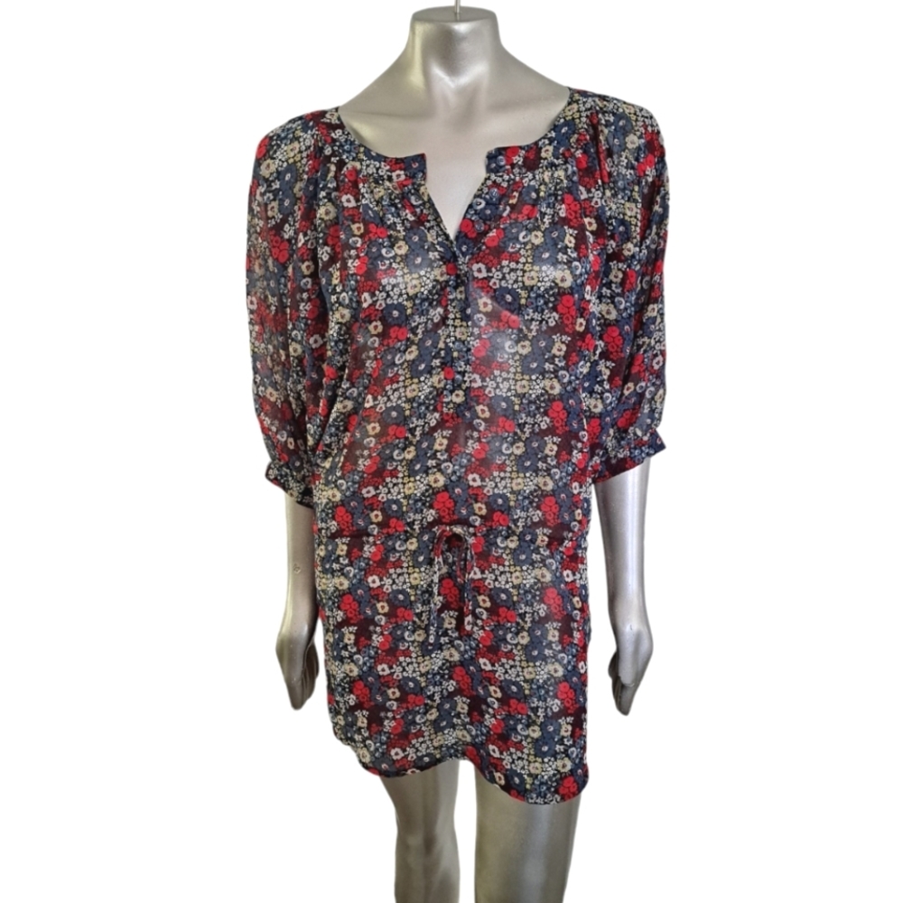 🪻BOGO🪻 Kensie Dark Floral‎ 3/4 Sleeve Mini Dress or Tunic - Size XS